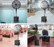 sdneNest 320W Industrial Outdoor Misting Pedestal Fan High Velocity Oscillating Fan with 3 Speed Moving Standing Fans W/Standalone Misters Tank Easy to Clean Space Cooling (Black 380W/30in)