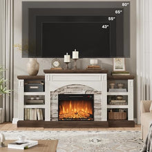 Homhougo Fireplace TV Stand for 80", Farmhouse Wood Entertainment Center