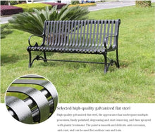 ERoomQ Outdoor GThe Bench,Outdoor Patio GThe Bench Porch Chair, Metal Bench with Backrest and Armrests, Cast Aluminum Frame Park Bench Leisure Double Seat