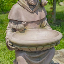 Zaer Ltd. Saint Francis Garden Statue with Birdbath, Antique Grey Magnesium, 30-36 Inch Height (30" Tall Sitting)