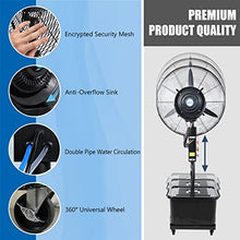 CUTPOIY Outdoor Misting Fan, Adjustable Height Pedestal Fan with 3 Wind Modes for Patio Backyard Cooling, Fan Blade 650mm