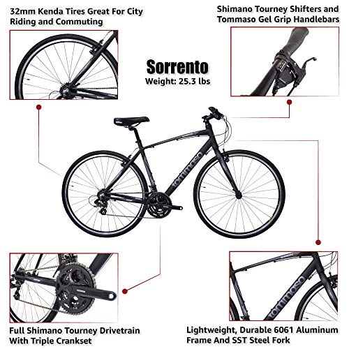 Tommaso Sorrento Shimano Tourney Hybrid Fitness Bike Matte Black/Grey