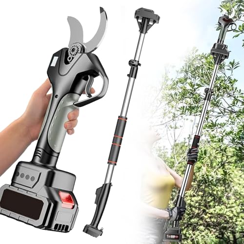 Eastnmythet Pruning Shears, 2.1m Extension Rod Garden Pruning Tools, Lithium Battery Pruning Shears with LCD Display Screen, with 50mm (2inch) Cutting Diameter,1 Battery
