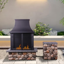 Afterglow Outdoor Propane Fire Pit Table for Patio Garden Backyard Outside Porch, Rectangle Rustic Stacked Stone Firepit Table with Top, Cover & Lava Rocks, 40000 BTU, CSA Certificated, 36"x20"x48"H