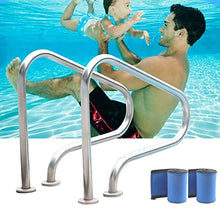 MSHOSAC Pool Handrail,2Pcs Pool Handrail for Stairs, 31.5x31.5inch, 304 Stainless Steel with Blue Grip Cover, Complete Mounting Accessories Included, Durable Swimming Pool Safety Rail
