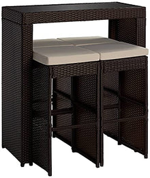 Teal Island Designs Port Henry Natural Cottage Coastal Rattan Rectangular Outdoor Bar Table and Chairs Furniture 39 1/2" x 19 3/4" Dark Brown Glass Tabletop for Front Porch Patio Home House Deck