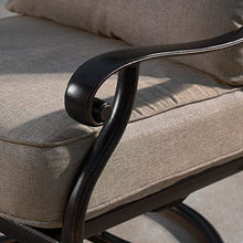 Oakland Living Aluminum Outdoor Swivel Club Rocking Chairs Set of 2 with Thick Tan Cushions Antique Copper