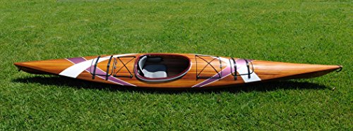Wooden Boat USA Wooden Kayak with 2 Stripes 15-Feet Natural Wood