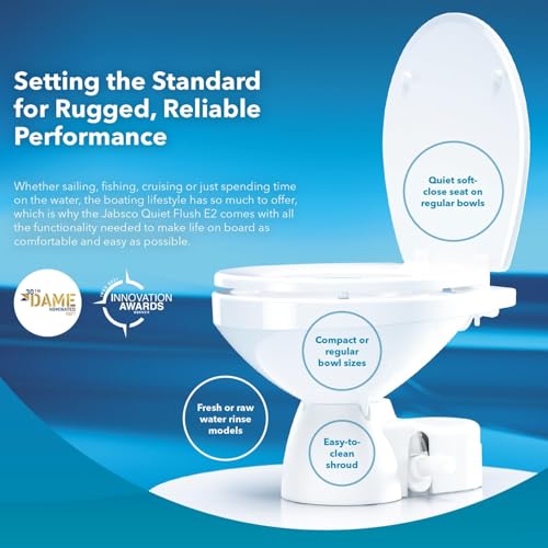 Jabsco Quiet Flush E2 Marine Toilet Fresh Water 12 Volt Compact