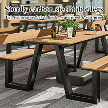 MJJRWF Waterproof WPC Table and Chair Set with Sun Umbrella, Benches with Backrests, for Outdoor Dining/Coffee Shop/Backyard Picnics/Patio(Black,180x70x75cm)