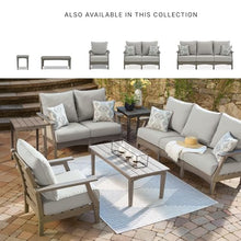 Signature Design by Ashley Visola Outdoor Loveseat With All-Weather HDPE Frame, Nuvella Cushions, Textured Wood Look for Patio and Deck Seating, Gray, 54" W
