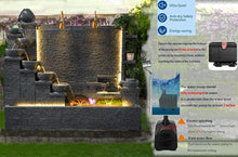 5.3ft Elegant Cement Waterfall Fountain, Indoor/Outdoor, Waterfalls Durable, Weatherproof Home Decor, Garden, Lawn, Lobby, Entryway, LED Lights,Office,Restaurant, Balcony, Dark Gray, Housewarming Gift
