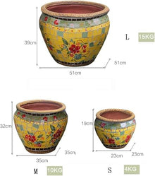 FAFACAI Handmade Plant Pot Balcony Terrace Flower Pot Large Garden Ceramic Flower Pot Indoor and Outdoor Bonsai Planter American European Golden Garden (Golden 23 * 19cm)