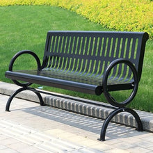 SBCWH Garden Benches for Outdoors, Steel Frame Patio Bench Park Chair with Backrest and Armrests, for Lawn, Porch, Backyard, Entryway(Black,71in/6ft)