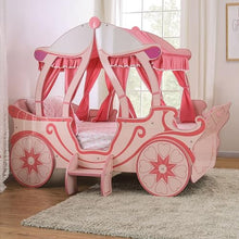 Furniture of America McHenry Twin-Size Princess Carriage Bed with Curtain and Slat Kit Pink