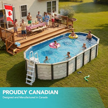 Puri Tech 12'x24'x52 Sunset Bay Steel Frame Above Ground Swimming Pool Package with Full-Print Overlap Liner, Liner Pad, Pool Cove, Skimmer, Filtration System and A-Frame Ladder for Pool Set up