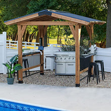 Backyard Discovery Granada 10' x 9' Cedar Wood BBQ Grill Gazebo Pavilion Light Brown