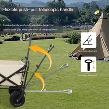 Portable Beach Trolley Cart for Camping and Picnics Foldable Hand Pulled Trailer with Stall Outdoor Folding Cart for Gatherings (Black)