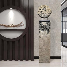 ARCVOX Decorative Columns Pedestal 19.6/27.5/35.4/43.3in, Antique Stone Finish Xiangyun Pattern, Statues for Home Decor, Statue Outdoor Sculpture for Garden (Size : Size XL)