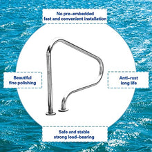Pool Handrail 304 Stainless Steel Swimming Pool Handrail, Pool Hand Rail for Inground Pools and Spa, 3-Bend Pool Stair Railing, Silver