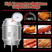 Banfluxion Commercial Charcoal Roast Duck Oven, Stainless Steel BBQ Roaster with Temperature Display, Middle Door for Easy Charcoal Adjustment, Oil-Water Separation, for Chicken Vegetables Lamb