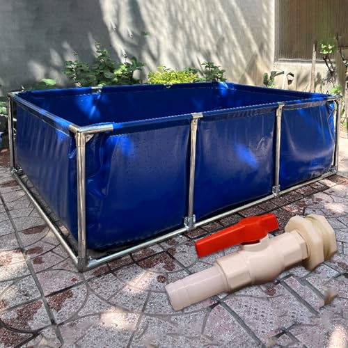RENLXFI Metal Frame Above Ground Swimming Pool Set, Indoor Outdoor Fish Pond/Large Family Pools for Patios - Portable, Rectangular Piscinas para Adultos(39 3/8 x 39 3/8 x 23 3/5 inch - 159Gal)