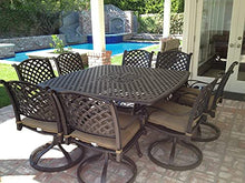 PatioLand Nassau Outdoor Patio 9-pc Dining Set Cast Aluminum Sunbrella Sesame