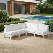 Outdoor Escape White Fabric Outdoor Patio Modular Sectional, Contemporary Design, Cushioned Seating, Easy Maintenance, Perfect for Outdoor Living Spaces