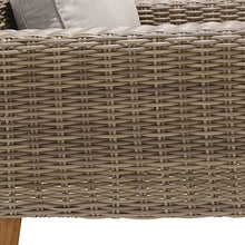 Armen Living Bahamas Outdoor Wicker & Teak Wood Lounge Chair Natural Taupe Beige