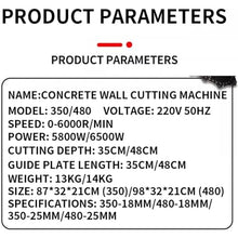 ZSFHJZC Diamond Chain Brushless Electric Concrete Chain Saw, Handheld Electric Mini Chainsaw Wall Cutter, Brushless Chainsaw 5800W/6800W with Water Fed Dust Suppression,48cm