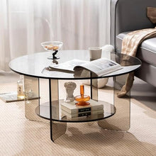 RKUVPAE Coffee Table, Round Acrylic Coffee Table, Multifunctional Side Table Coffee Table, Simple and Sturdy, Suitable for Living Room, Balcony, Garden, Etc.,Black