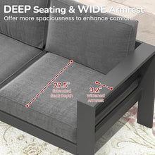 Seeheool 50" All-Weather Aluminum Patio Loveseat with Thick Dark Gray Cushions & Gray Frame