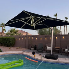 OROTLECT 132" Square Solar Powered LED Lighted Cantilever Umbrella With Wheeled Base,Black