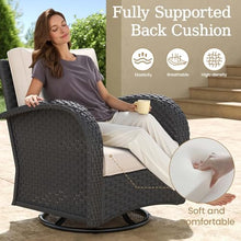 Aeeiua 3 Pieces Wicker Patio Furniture Set, Luxury Outdoor Conversation Set with High Back Swivel Rocker Chairs