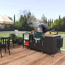 GDLF Outdoor Grill Table for XL Big Green Egg, Metal Grill Cart