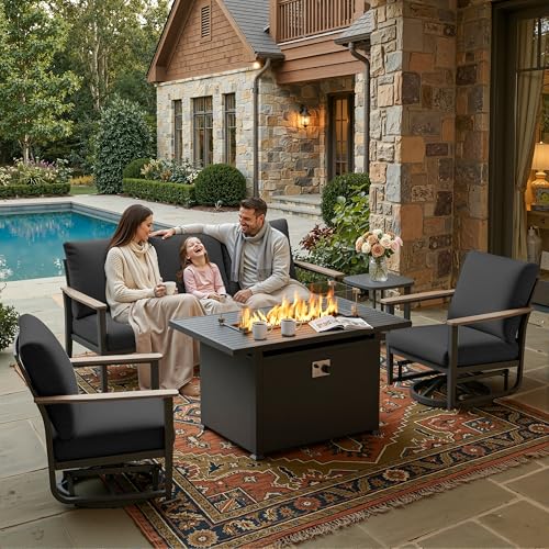 Sweecci Aluminum Outdoor Patio Furniture Set with 5.1-Inch Cushions