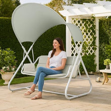 Diz Outdoor Hanging Double Swing Sofa Chair-White Powder Coated Steel