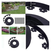 300FT Black Landscape Edging with 500 6 Spikes for Lawn, 1.5 Inch Tall