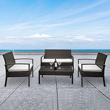 DUYHBAWRS in Stock 2pcs Arm Chairs 1pc Love Seat & Tempered Glass Coffee Table Rattan Sofa Set Brown Gradient Patio Outdoor Furniture