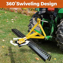 ActiveTrail 6 FT Landscape Rake for Tractors,3 Point Rake for Tractor Rock Rake with 37 Steel Tines and 360 Degree Rotation, Suitable for Category 1 and 2 Tractor,Yellow