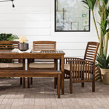 Walker Edison Rendezvous Modern 6 Piece Solid Acacia Wood Outdoor Dining Set Dark Brown