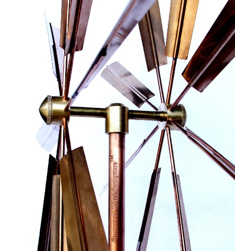 Stanwood Wind Sculpture Kinetic Copper Dual Spinner Brass