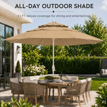 Treasure Garden 11ft Double Wind Vent Patio Umbrella – Outdoor Market Umbrella – Deluxe Auto-Tilt – Bronze Aluminum Frame (Sunbrella, Heather Beige)