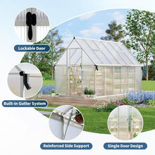 Hosslly 8*14 ft Greenhouse for Outdoors, Polycarbonate Green House with Roof Vent