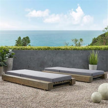 Noble House Broadway Outdoor Acacia Wood Chaise Lounge Set of 2 Gray