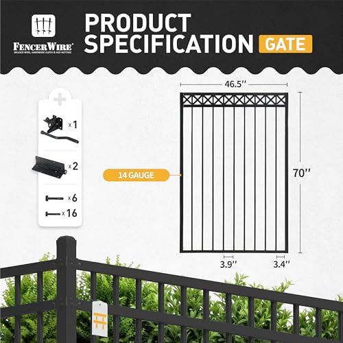 Fencer Wire Heavy Duty Flat Top X-Pattern Decorative Fence Gate 6FT x 4FT Black Pack of 5