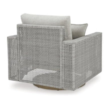 Benzara Yami 36 in. Outdoor Swivel Lounge Chair with Throw Pillow Gray and Brown