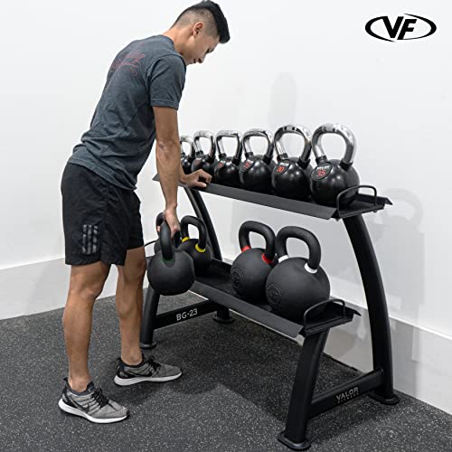Valor Fitness Kettlebell Storage Rack 2 Tier Levels Heavy Duty Weight Holder Organize Gym Equipment BG-23