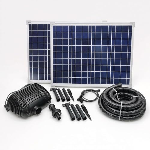 MNP Powerful Submersible Solar Powered Pond Pump Kit with Panels and Hose. No Battery. Advanced design. (100 Watts)
