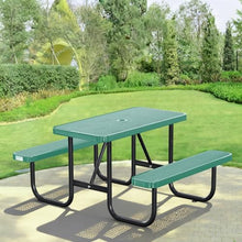 Metal Picnic Tables, Commercial Rectangular Picnic Table and 2 Benches Set